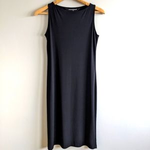 NORMA KAMALI Boat Neck Sleeveless Black Midi Dress